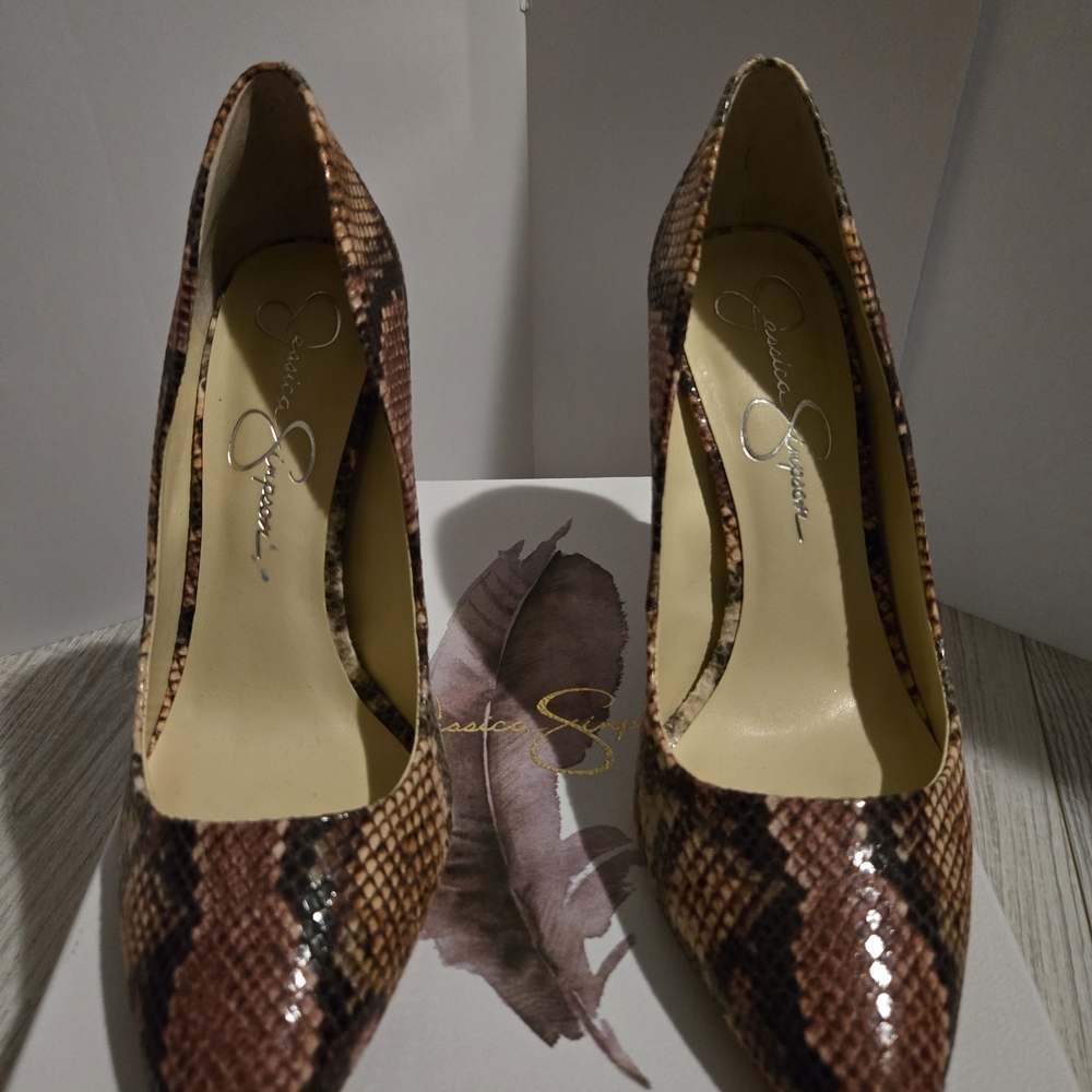Jessica Simpson Tan Snake Print Heels